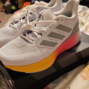 Adidas White Sneakers with Colorful Gradient Sole